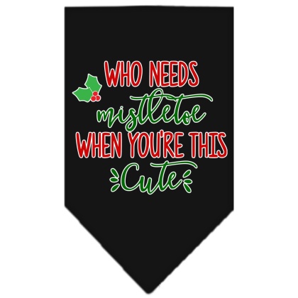 Who Needs Mistletoe Screen Print Bandana Black Large