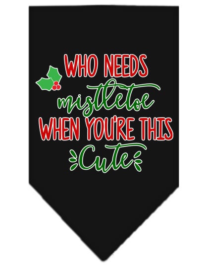 Who Needs Mistletoe Screen Print Bandana Black Large