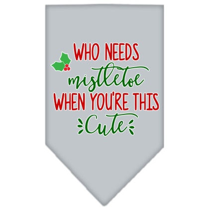 Who Needs Mistletoe Screen Print Bandana Grey Large