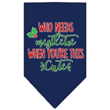 Who Needs Mistletoe Screen Print Bandana Navy Blue large