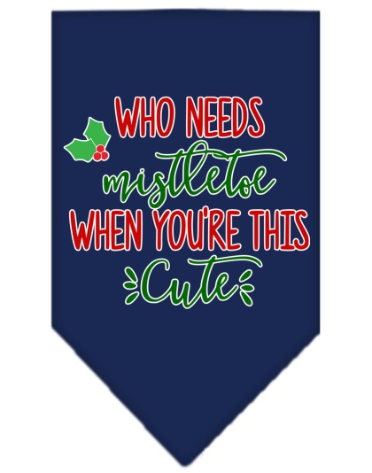 Who Needs Mistletoe Screen Print Bandana Navy Blue large