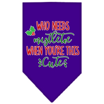 Who Needs Mistletoe Screen Print Bandana Purple Large