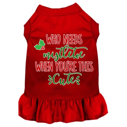 Who Needs Mistletoe Screen Print Dog Dress Red 4X