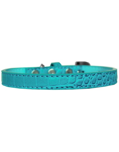 Wichita Plain Croc Dog Collar Turquoise Size 10