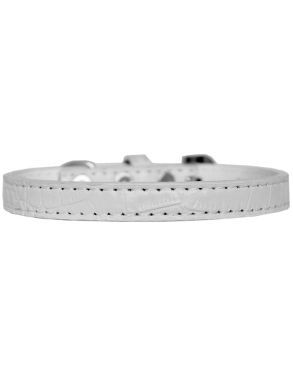 Wichita Plain Croc Dog Collar White Size 10