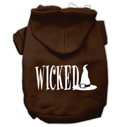 Wicked Screen Print Pet Hoodies Brown Size Lg