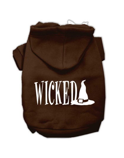 Wicked Screen Print Pet Hoodies Brown Size Lg