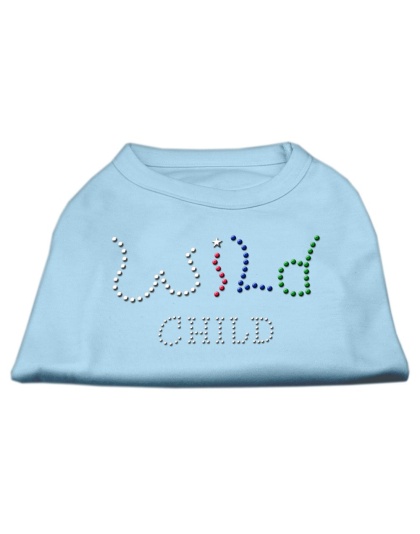 Wild Child Rhinestone Shirts Baby Blue L