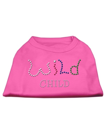 Wild Child Rhinestone Shirts Bright Pink L