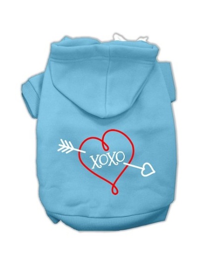 XOXO Screen Print Pet Hoodies Baby Blue Size Lg