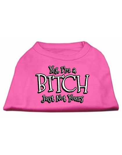 Yes I'm a Bitch Just not Yours Screen Print Shirt Bright Pink Lg