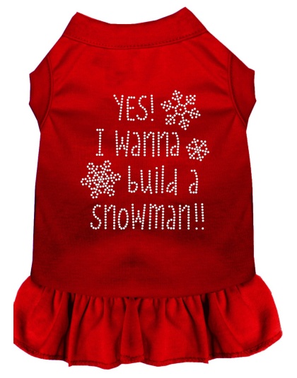 Yes! I want to Build a Snowman Rhinestone Dog Dress Red 4X