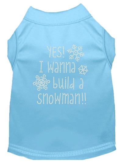 Yes! I want to build a Snowman Rhinestone Dog Shirt Baby Blue Lg