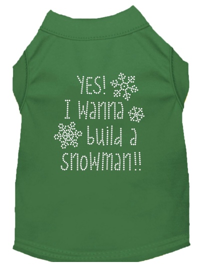 Yes! I want to build a Snowman Rhinestone Dog Shirt Green Lg