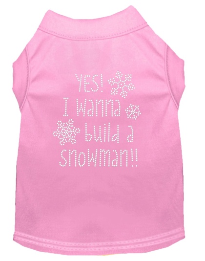 Yes! I want to build a Snowman Rhinestone Dog Shirt Light Pink Lg