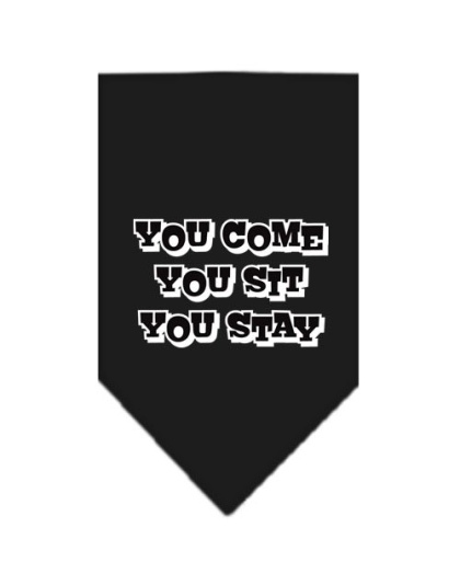 You Come, You Sit, You Stay Screen Print Bandana Black Large