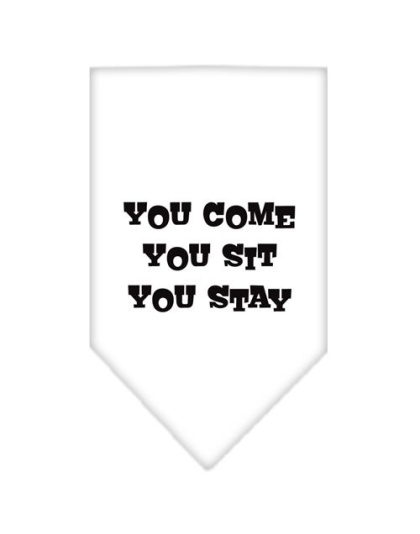 You Come, You Sit, You Stay Screen Print Bandana White Large