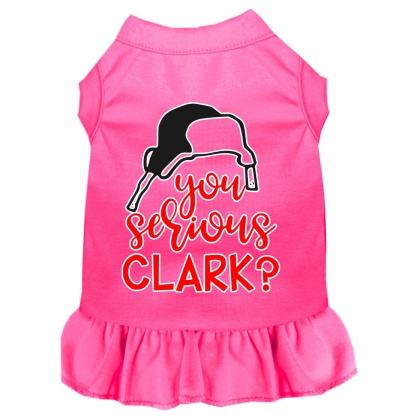 You Serious Clark? Screen Print Dog Dress Bright Pink 4X