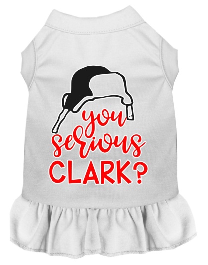 You Serious Clark? Screen Print Dog Dress White 4X