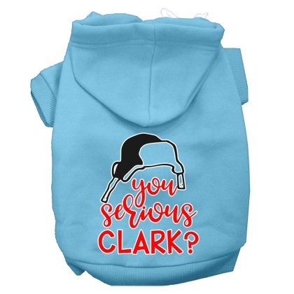 You Serious Clark? Screen Print Dog Hoodie Baby Blue L