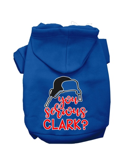 You Serious Clark? Screen Print Dog Hoodie Blue L