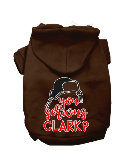 You Serious Clark? Screen Print Dog Hoodie Brown L