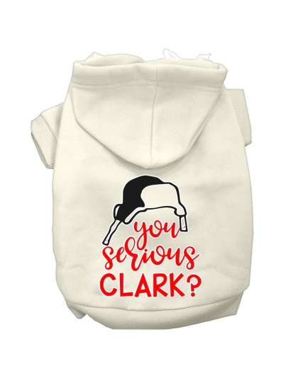 You Serious Clark? Screen Print Dog Hoodie Cream L