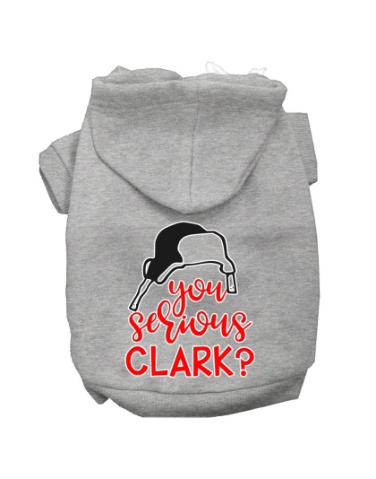 You Serious Clark? Screen Print Dog Hoodie Grey L