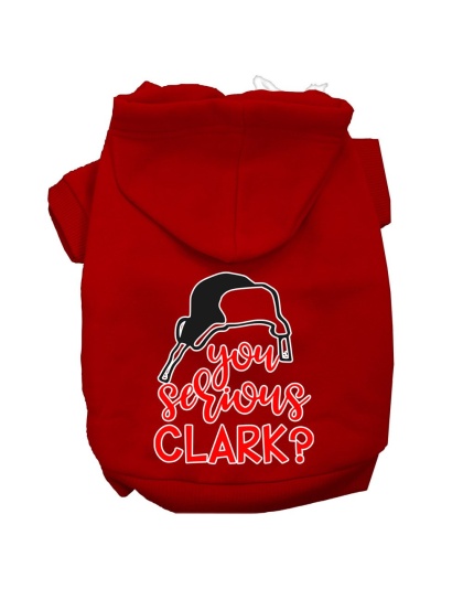 You Serious Clark? Screen Print Dog Hoodie Red L