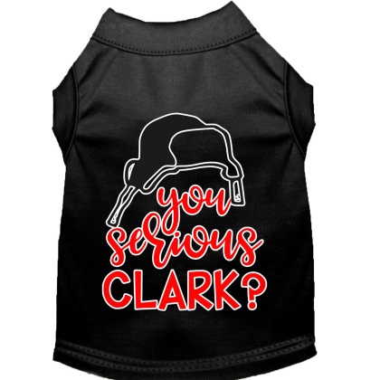 You Serious Clark? Screen Print Dog Shirt Black Lg