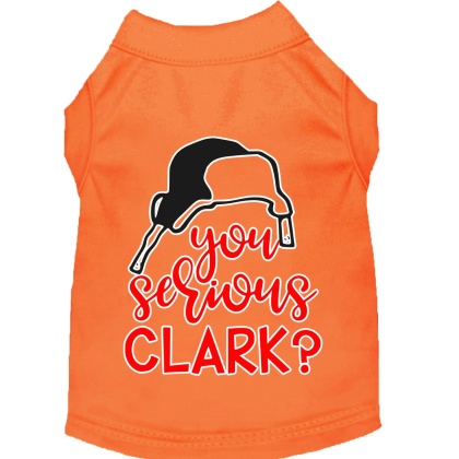 You Serious Clark? Screen Print Dog Shirt Orange Lg