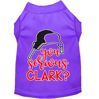 You Serious Clark? Screen Print Dog Shirt Purple Lg