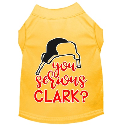 You Serious Clark? Screen Print Dog Shirt Yellow Lg