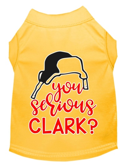 You Serious Clark? Screen Print Dog Shirt Yellow Lg