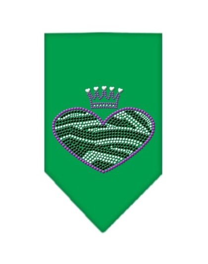 Zebra Heart Rhinestone Bandana Emerald Green Large