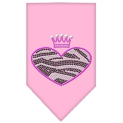 Zebra Heart Rhinestone Bandana Light Pink Large