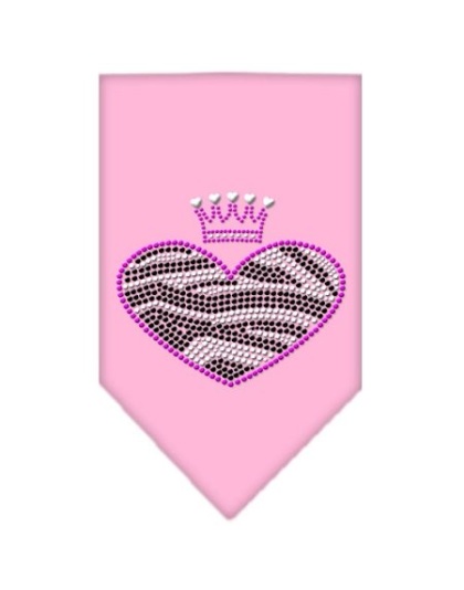 Zebra Heart Rhinestone Bandana Light Pink Large