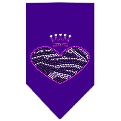 Zebra Heart Rhinestone Bandana Purple Large