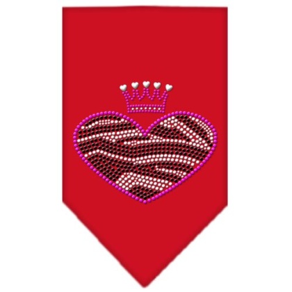 Zebra Heart Rhinestone Bandana Red Large