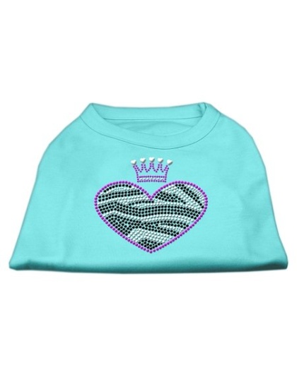 Zebra Heart Rhinestone Dog Shirt Aqua Lg