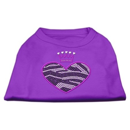 Zebra Heart Rhinestone Dog Shirt Purple Lg