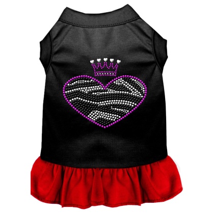 Zebra Heart Rhinestone Dress Black with Red XXXL