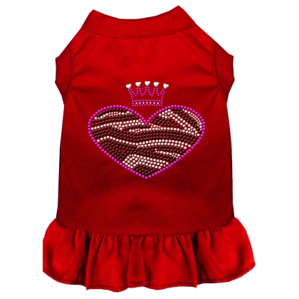 Zebra Heart Rhinestone Dress Red XXXL