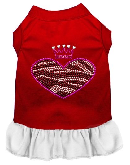 Zebra Heart Rhinestone Dress Red with White Lg