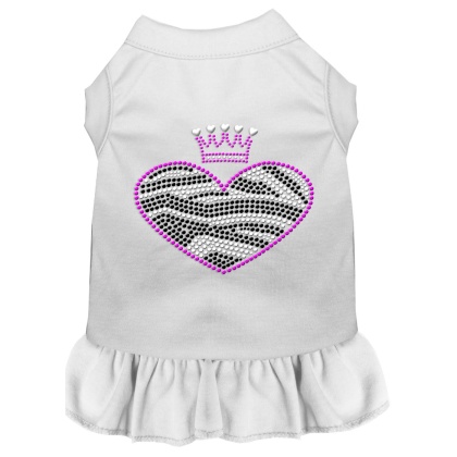 Zebra Heart Rhinestone Dress White XXL