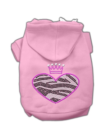 Zebra Heart Rhinestone Hoodies Pink L