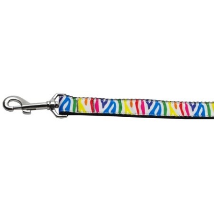 Zebra Rainbow Nylon Ribbon Pet Leash 1 wide 4ft