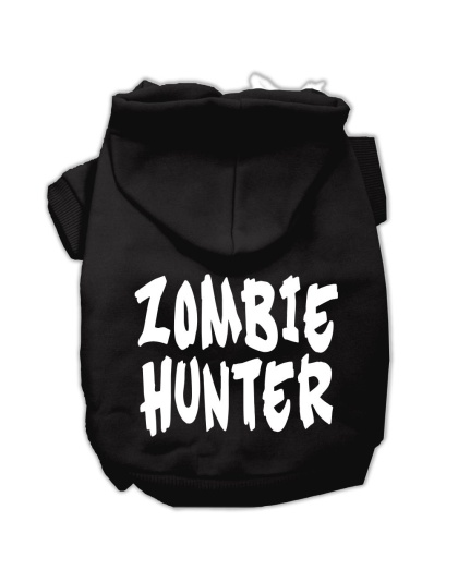 Zombie Hunter Screen Print Pet Hoodies Black Size L