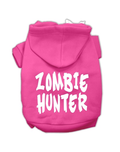 Zombie Hunter Screen Print Pet Hoodies Bright Pink Size L