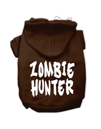 Zombie Hunter Screen Print Pet Hoodies Brown Size Lg
